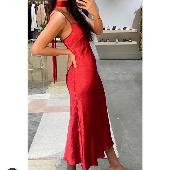 Red silky slip dress - Picture 2 of 4